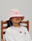SONNIE NYLON HEART BUCKET HAT - SHEEL PINK