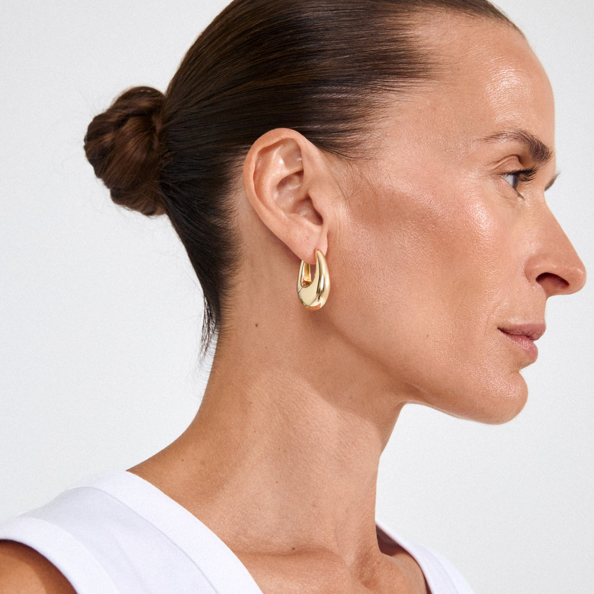 PILGRIM AUTUMN CHUNKY RETRO HOOP EARRINGS GOLD