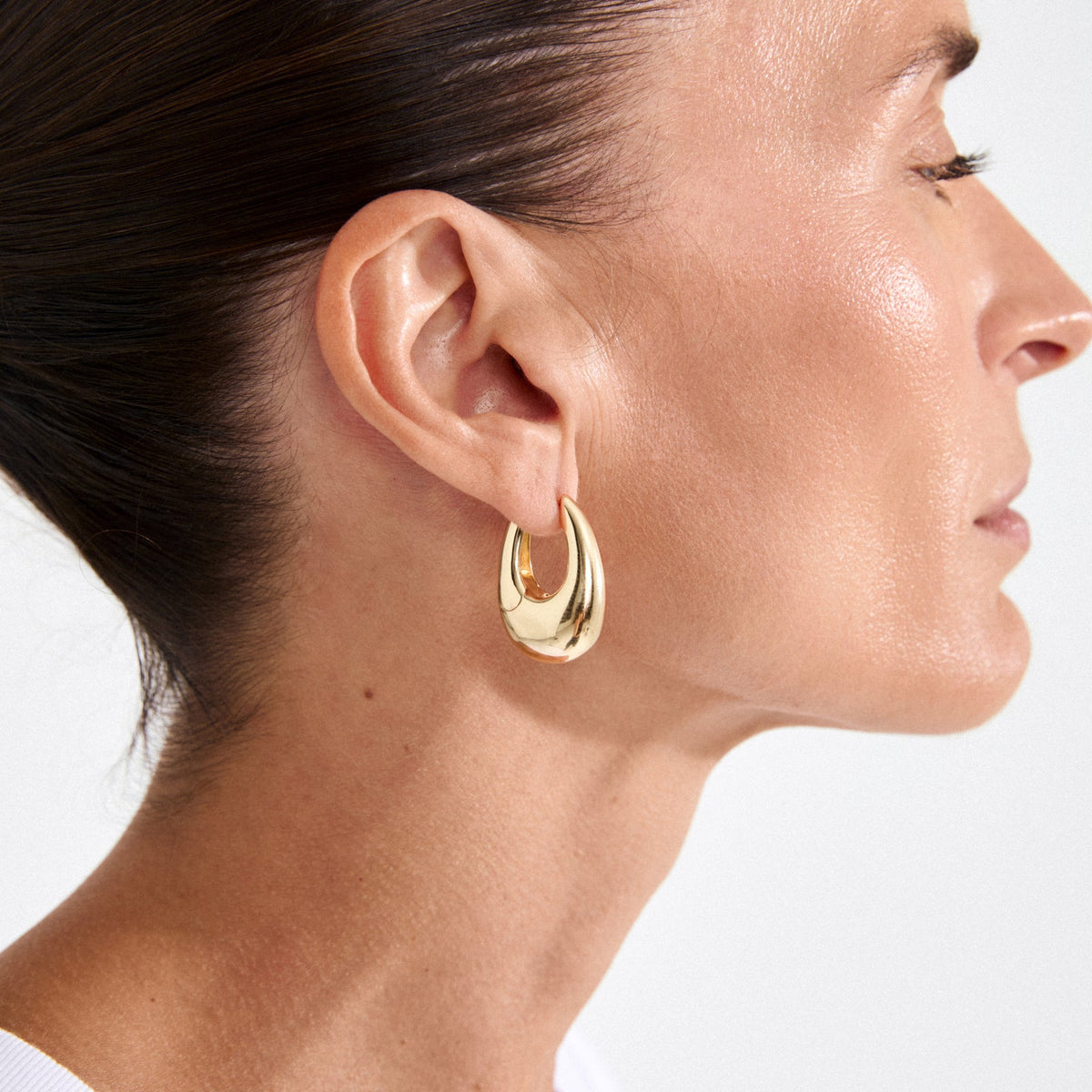 PILGRIM AUTUMN CHUNKY RETRO HOOP EARRINGS GOLD