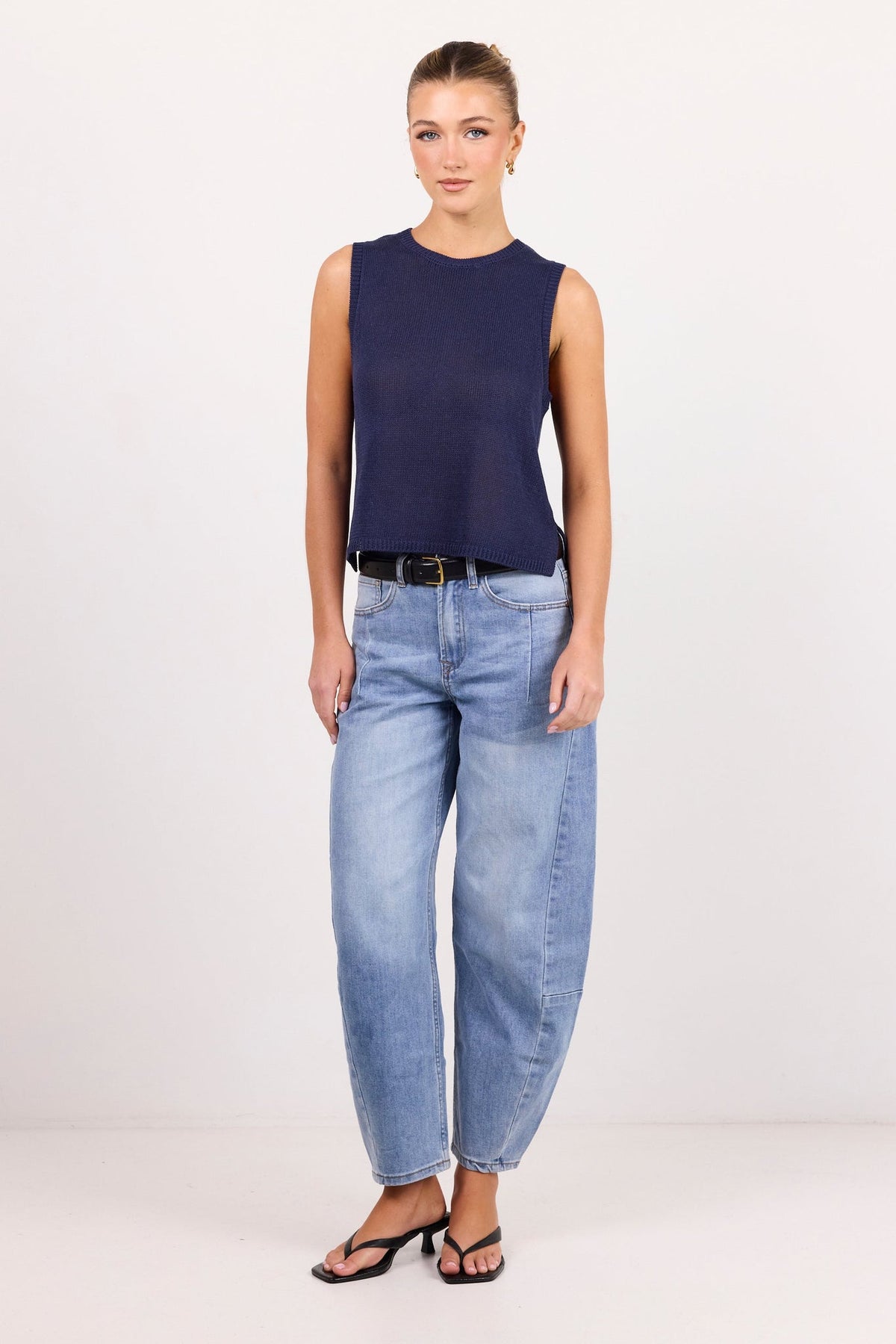 AMONG THE BRAVE SALUTE RELAXED SLEEVELESS KNIT TOP