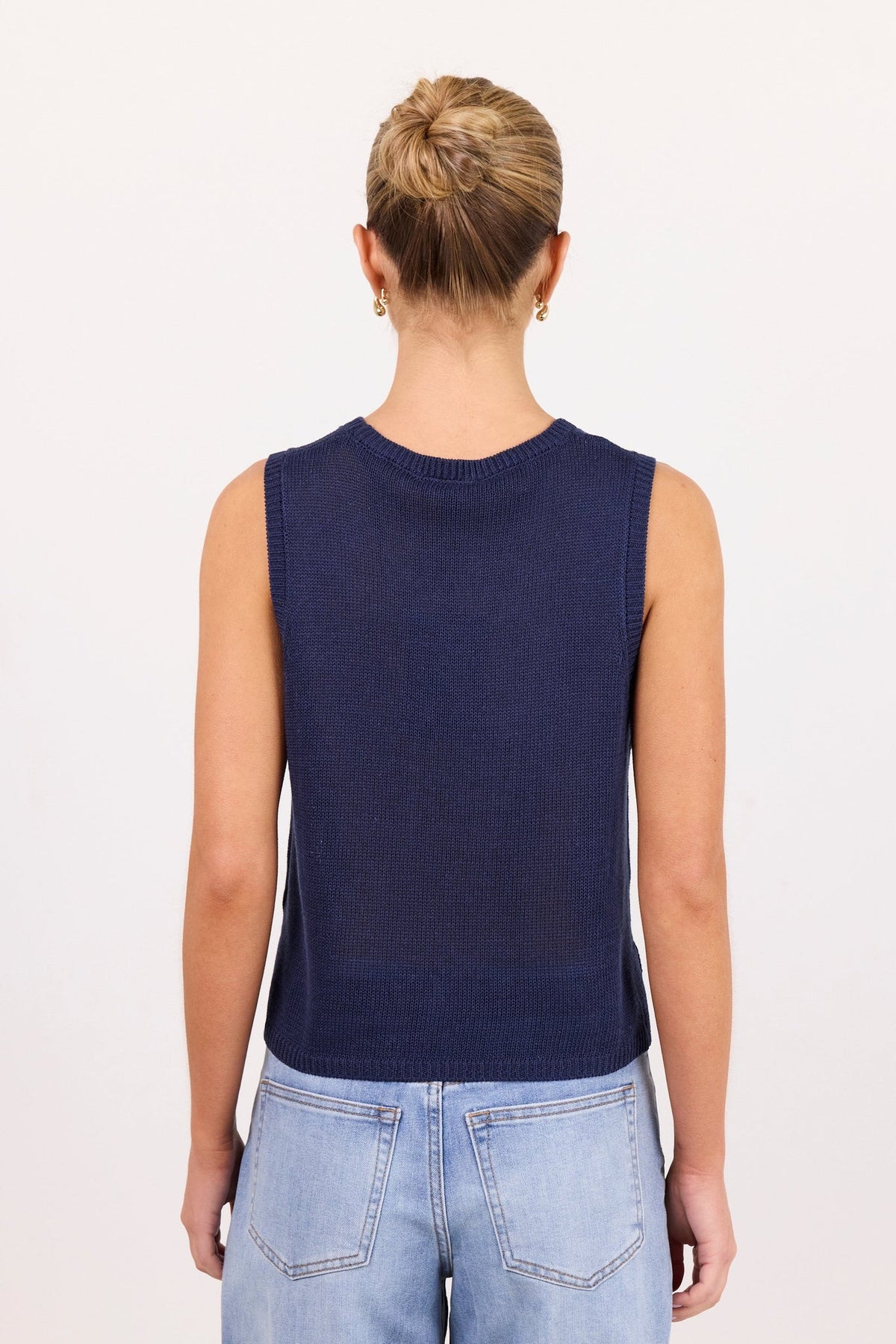 AMONG THE BRAVE SALUTE RELAXED SLEEVELESS KNIT TOP
