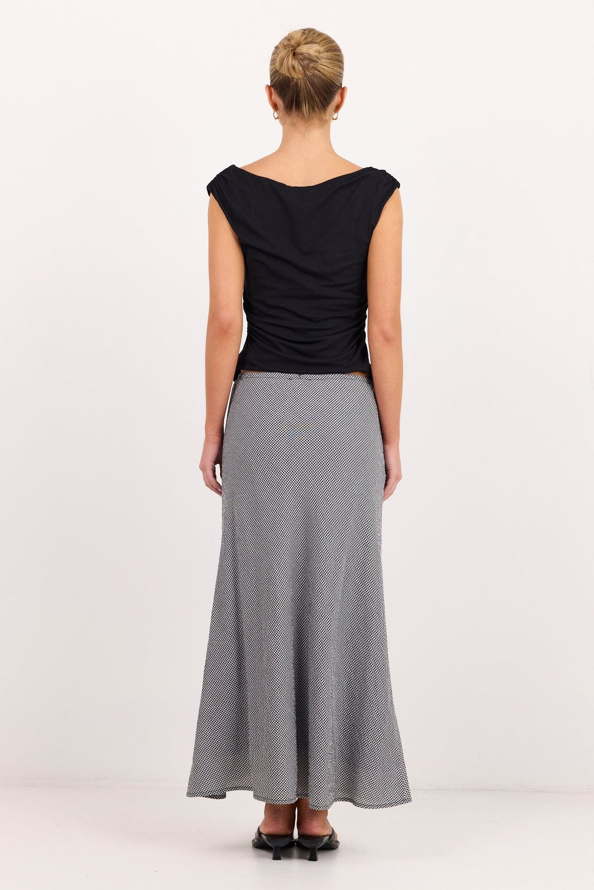 AMONG THE BRAVE SUMMIT GINGHAM TIE WAIST BIAS MAXI SKIRT