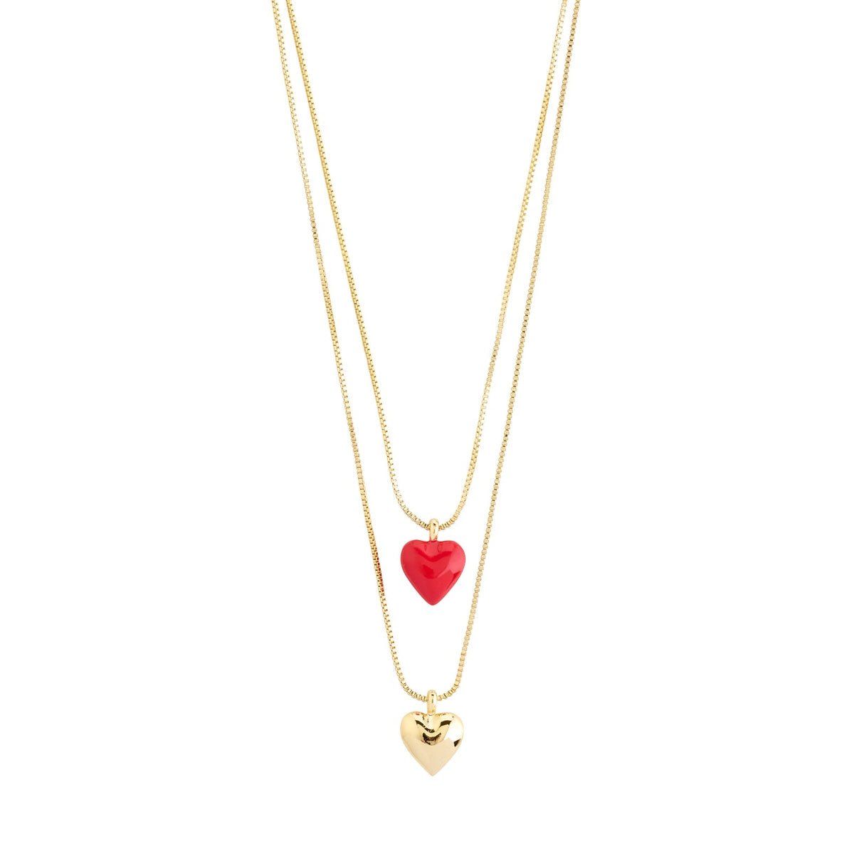 PILGRIM MAEVE RECYCLED NECKLACE 2 IN A SET GOLD RED