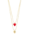 PILGRIM MAEVE RECYCLED NECKLACE 2 IN A SET GOLD RED