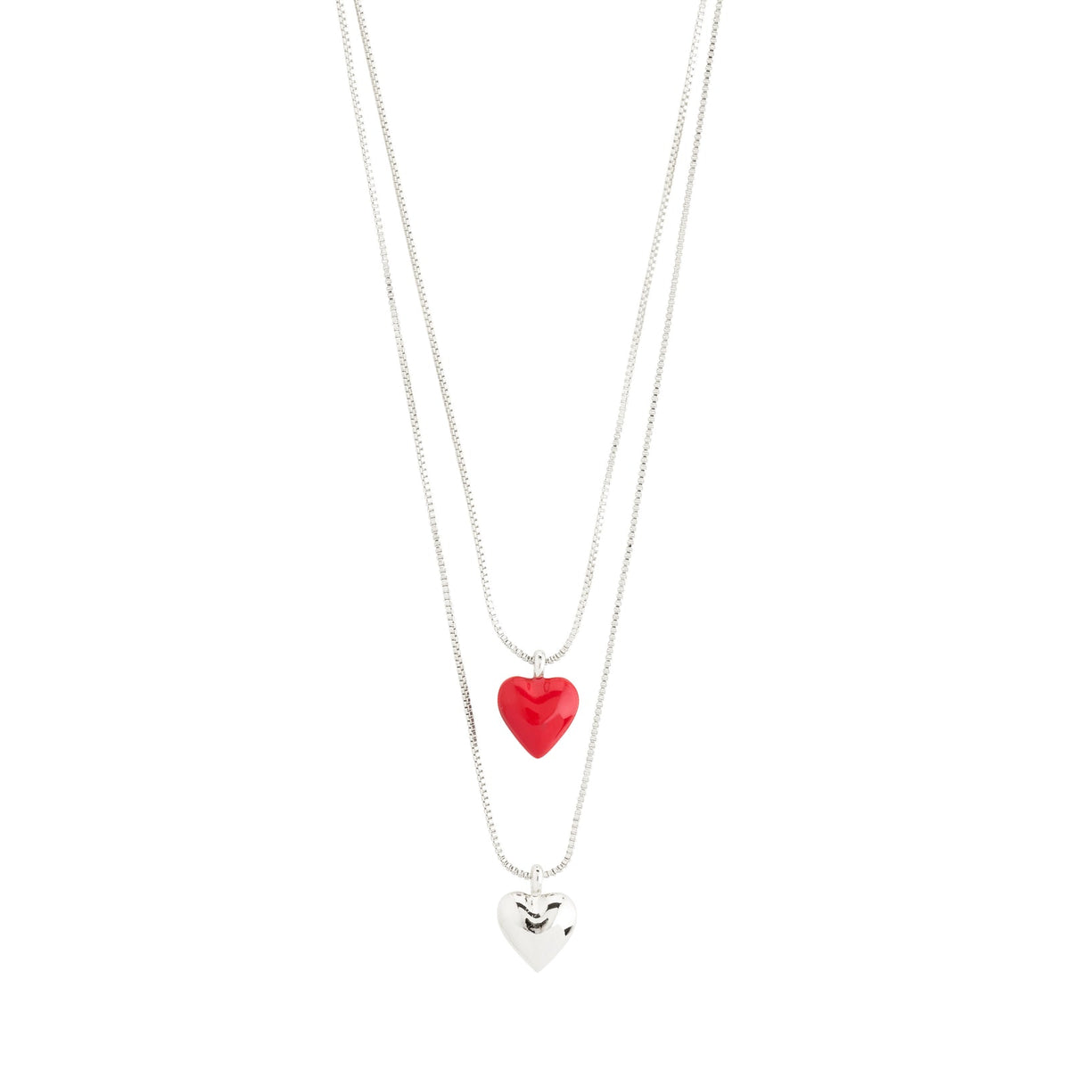 PILGRIM MAEVE RECYCLED NECKLACE 2 IN A SET SILVER RED