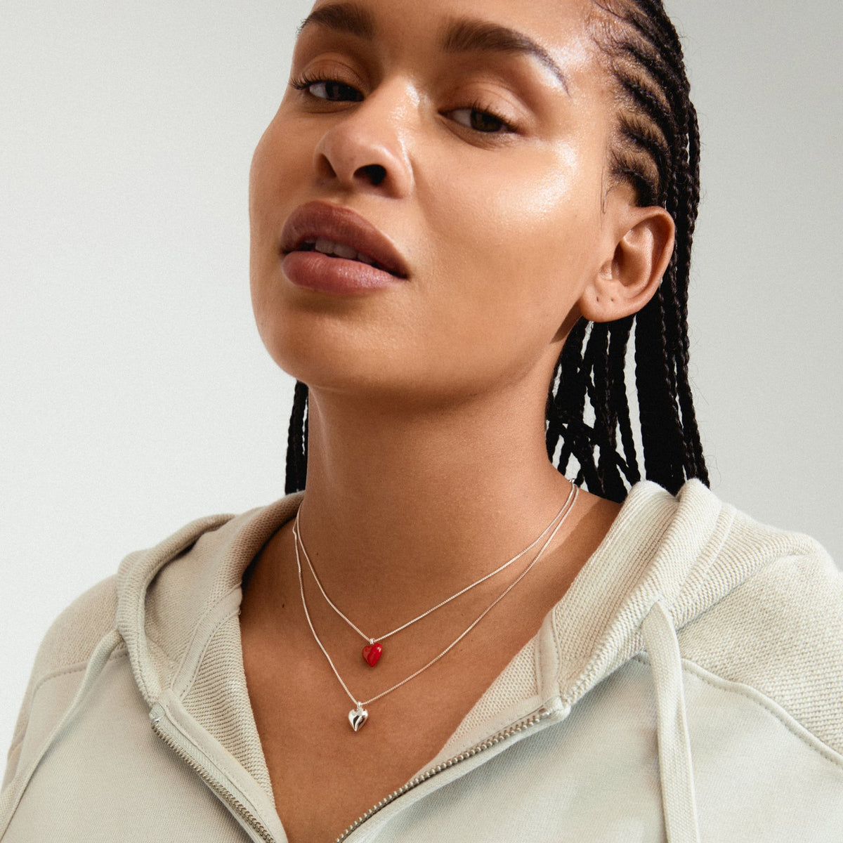 PILGRIM MAEVE RECYCLED NECKLACE 2 IN A SET SILVER RED