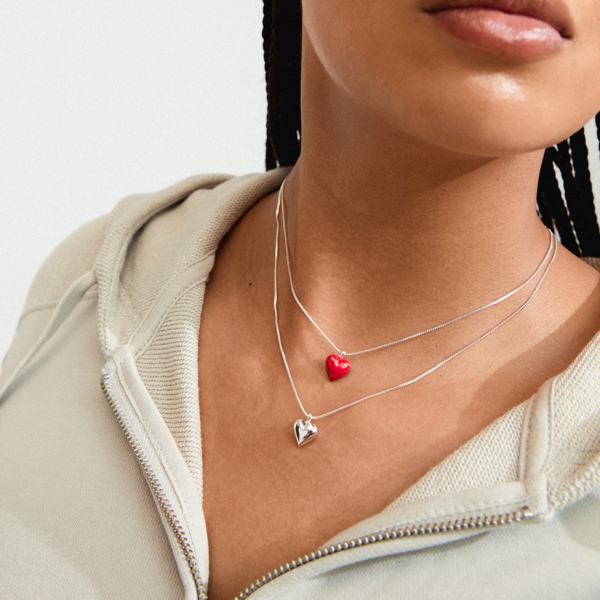 PILGRIM MAEVE RECYCLED NECKLACE 2 IN A SET SILVER RED