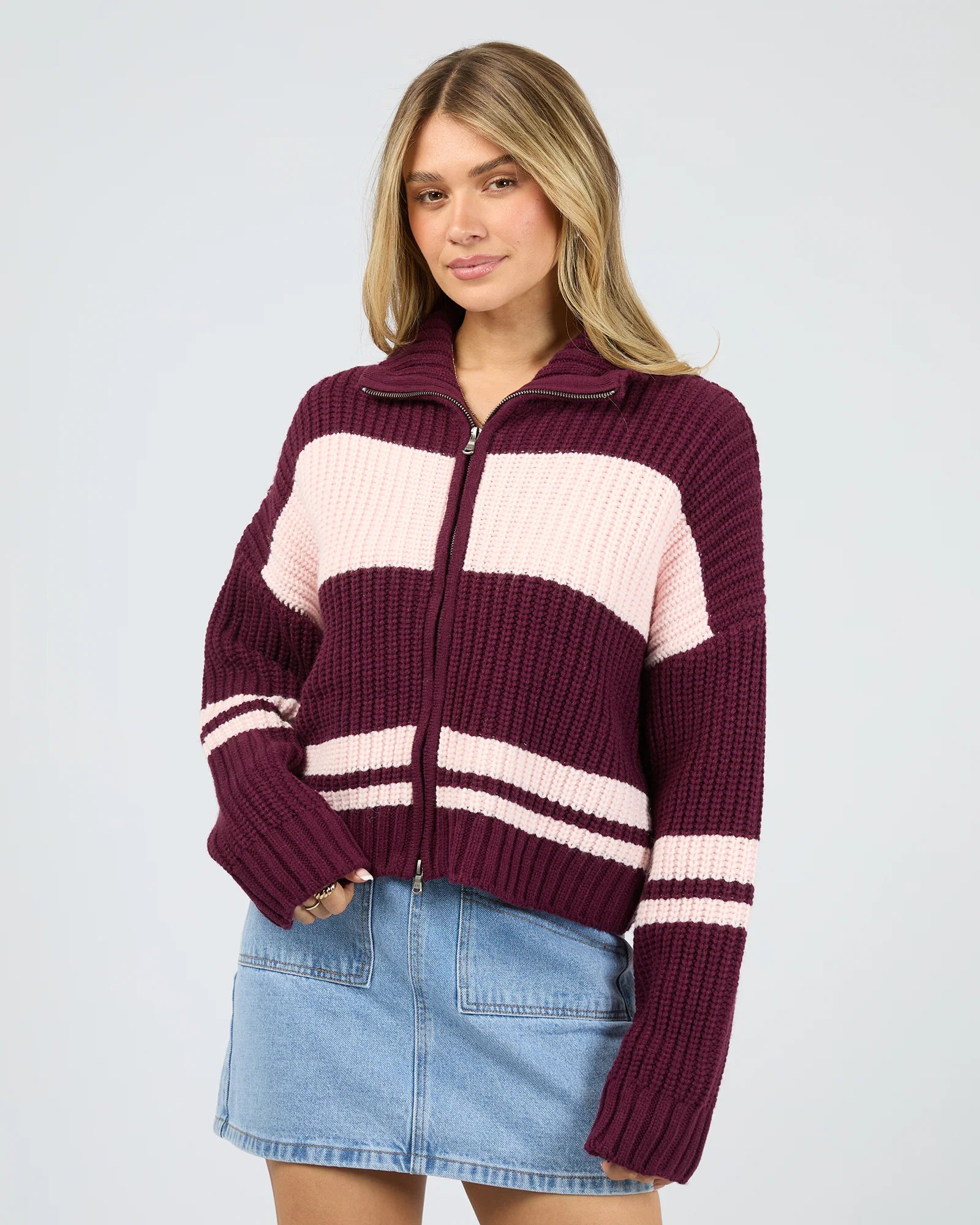 ALL ABOUT EVE AIDA KNIT ZIP THRU