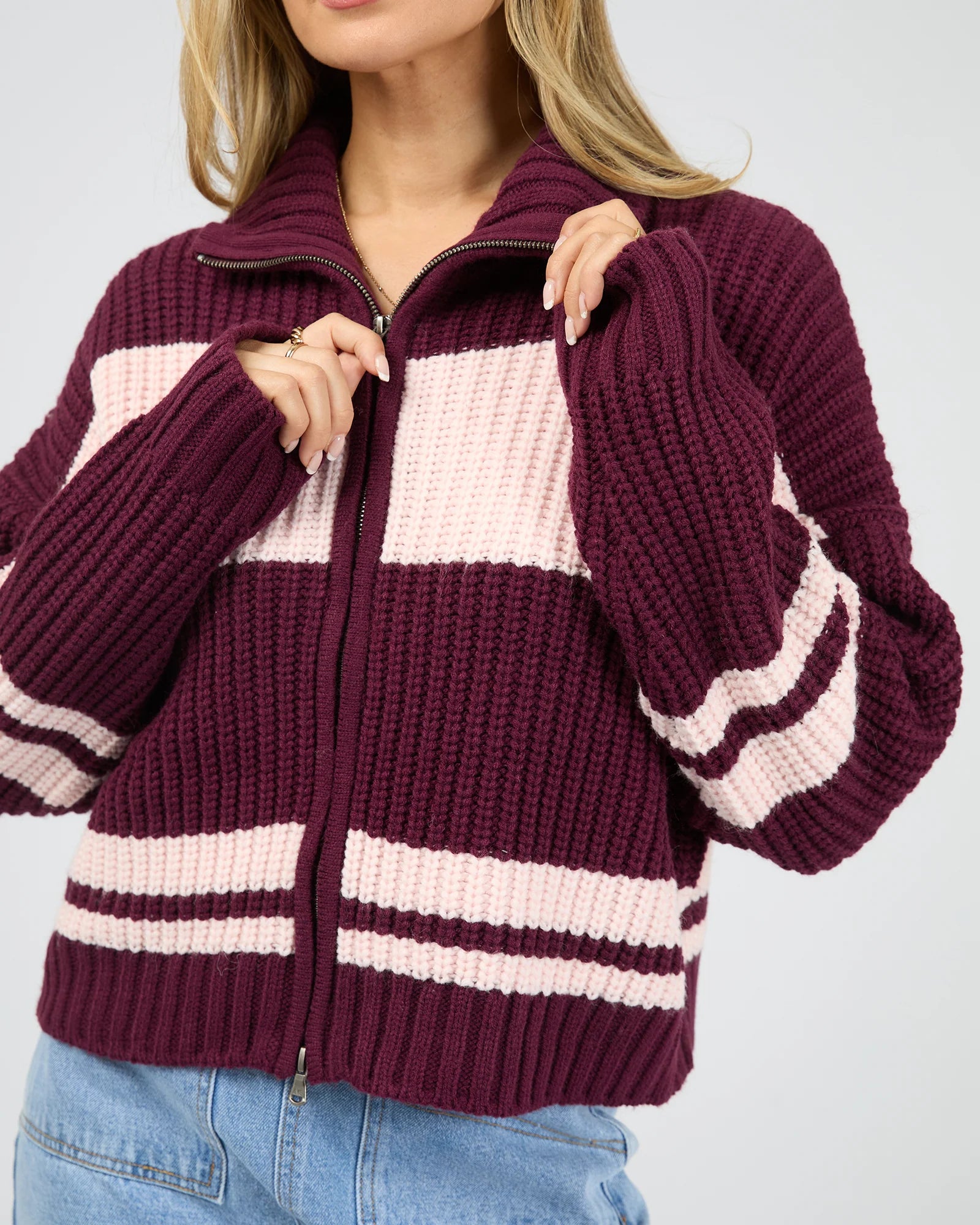 ALL ABOUT EVE AIDA KNIT ZIP THRU