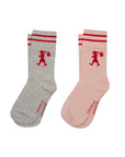 KAREN WALKER RUNAWAY GIRL SOCKS 2PACK LIGHT GREY/BLUSH/RED