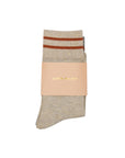KAREN WALKER RUNAWAY EMBROIDED SOCKS 2PACK NATURAL/GREY/CHESTNUT