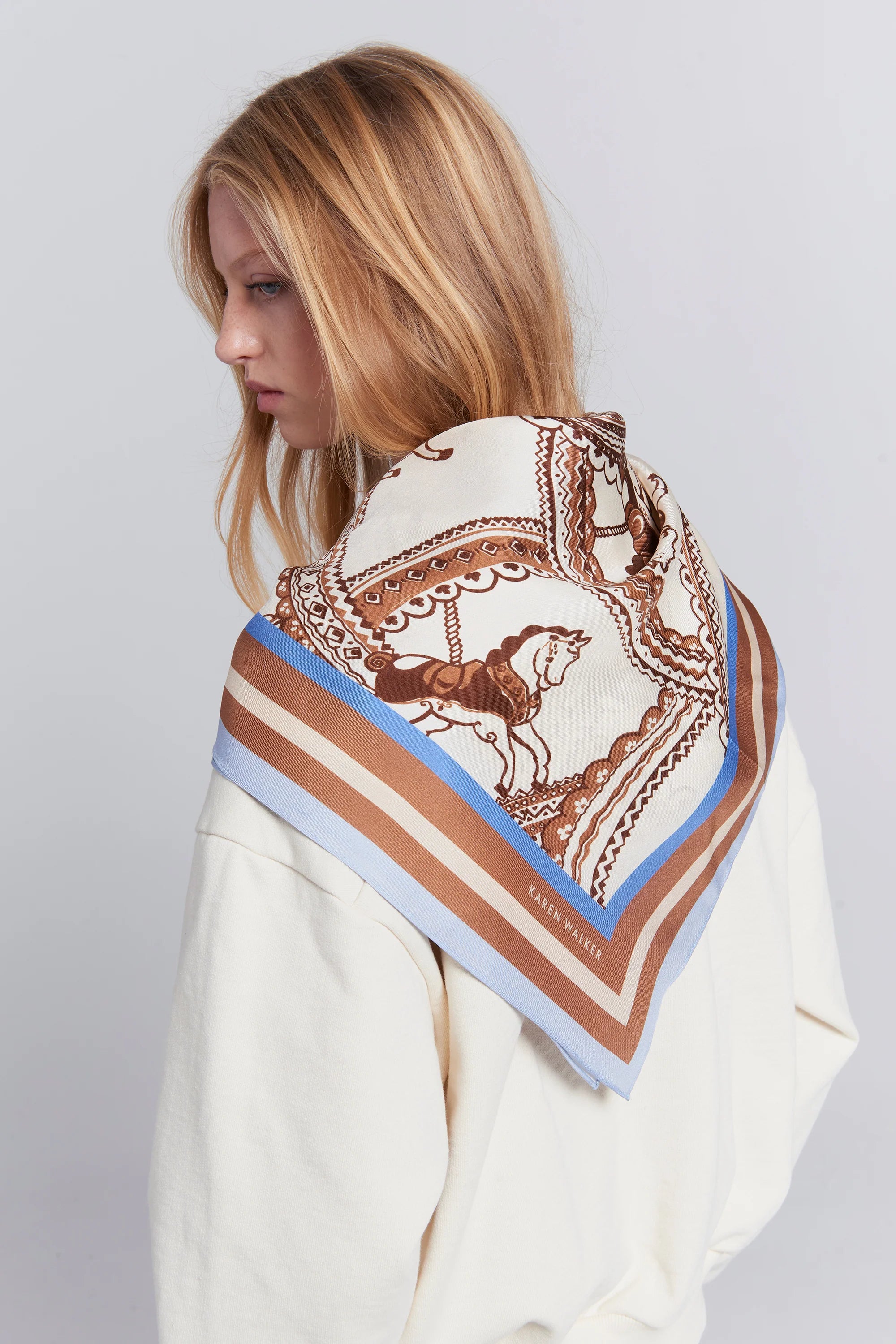 KAREN WALKER CAROUSEL CLASSIC SILK SCARF
