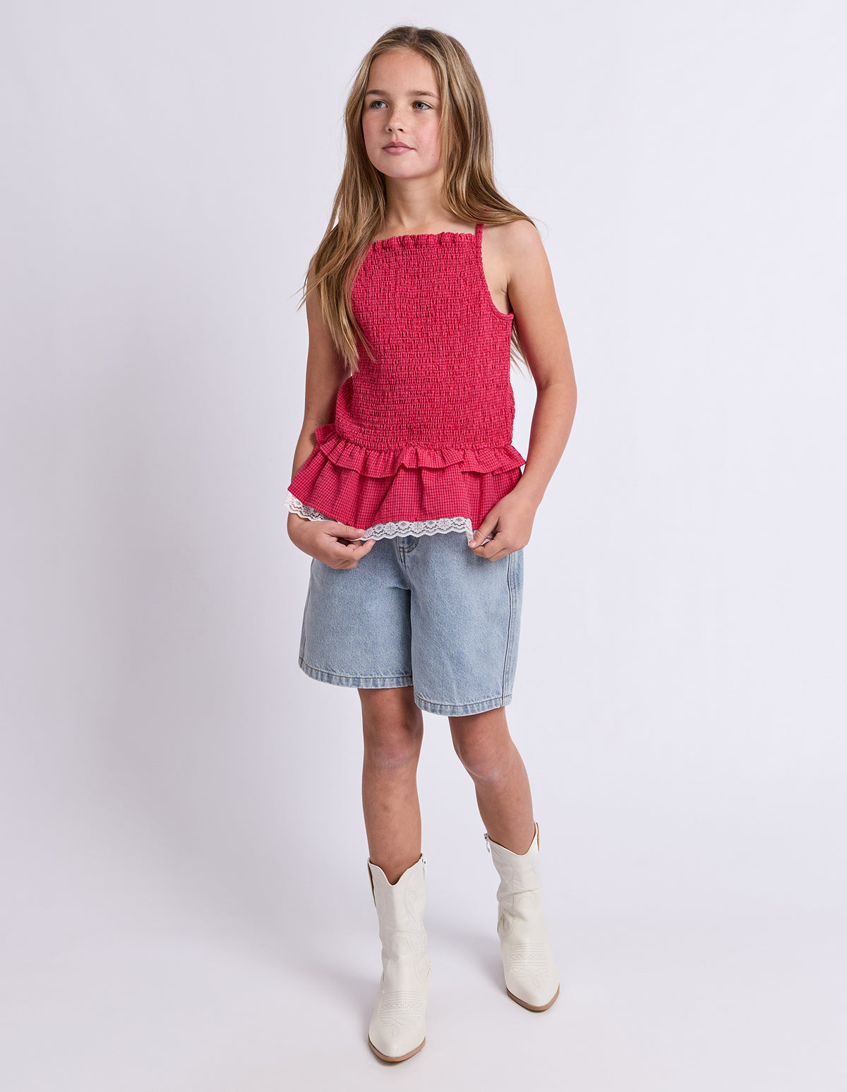 EVE GIRL MATILDA SHIRRED TOP