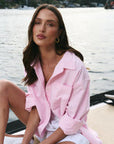 STORIES BE TOLD SIGNATURE PINK OXFORD OVERSIZED BOYFRIEND SHIRT
