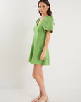 AMONG THE BRAVE ADELAIDE LINEN PUFF SLEEVE PANELLED MINI DRESS