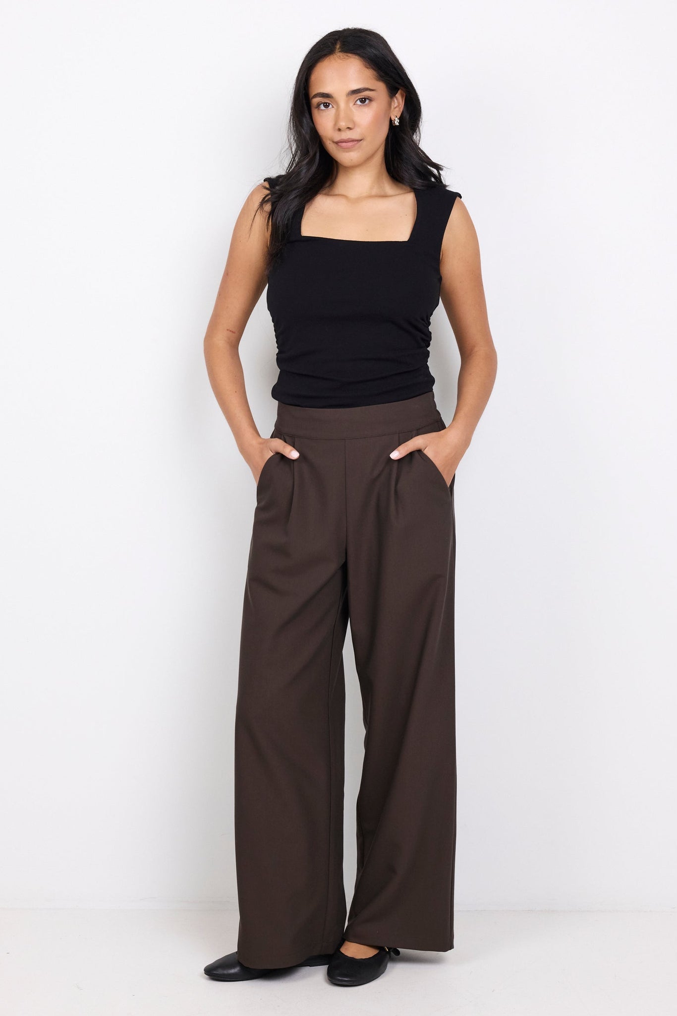 AMONG THE BRAVE PETITE INSTINCTIVE WIDE LEG ELASTIC BACK PANTS