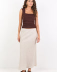 RE:UNION BLISS LINEN BIAS MIDI SKIRT