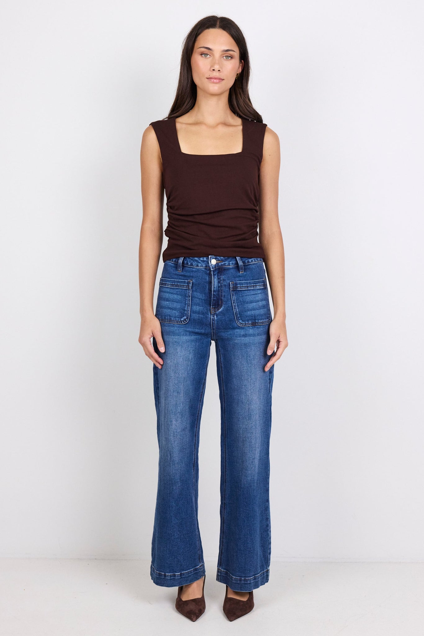 AMONG THE BRAVE ZOEY REGULAR HIGH RISE WIDE LEG JEAN