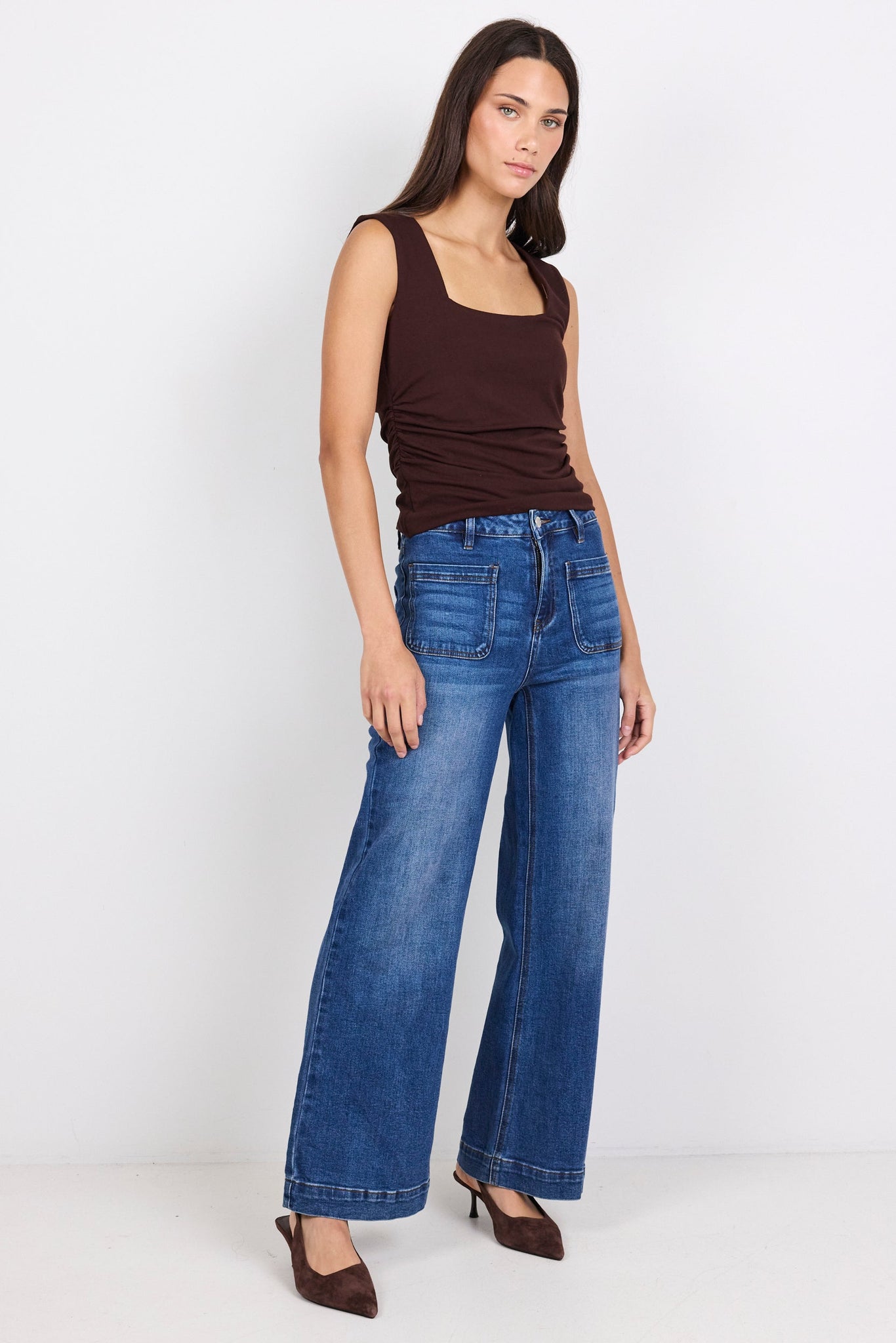 AMONG THE BRAVE ZOEY REGULAR HIGH RISE WIDE LEG JEAN