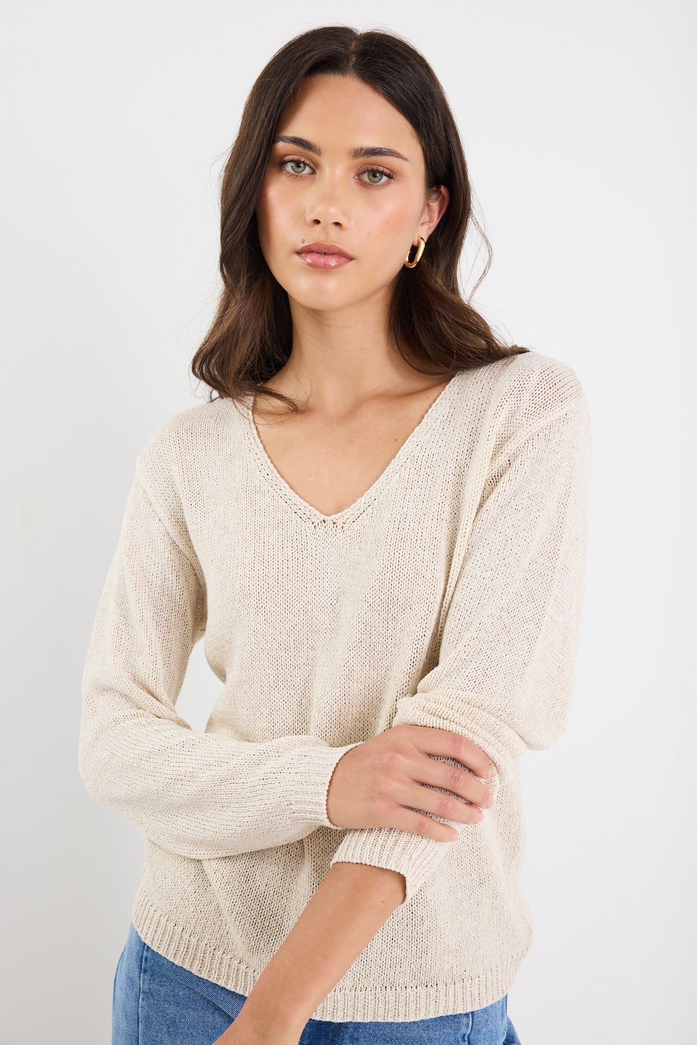 STORIES BE TOLD AFTERNOON RELAXED V NECK KNIT JUMPER