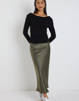 IVY + JACK ROSETTE STAIN BIAS MIDI SKIRT