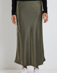 IVY + JACK ROSETTE STAIN BIAS MIDI SKIRT