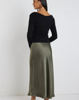 IVY + JACK ROSETTE STAIN BIAS MIDI SKIRT