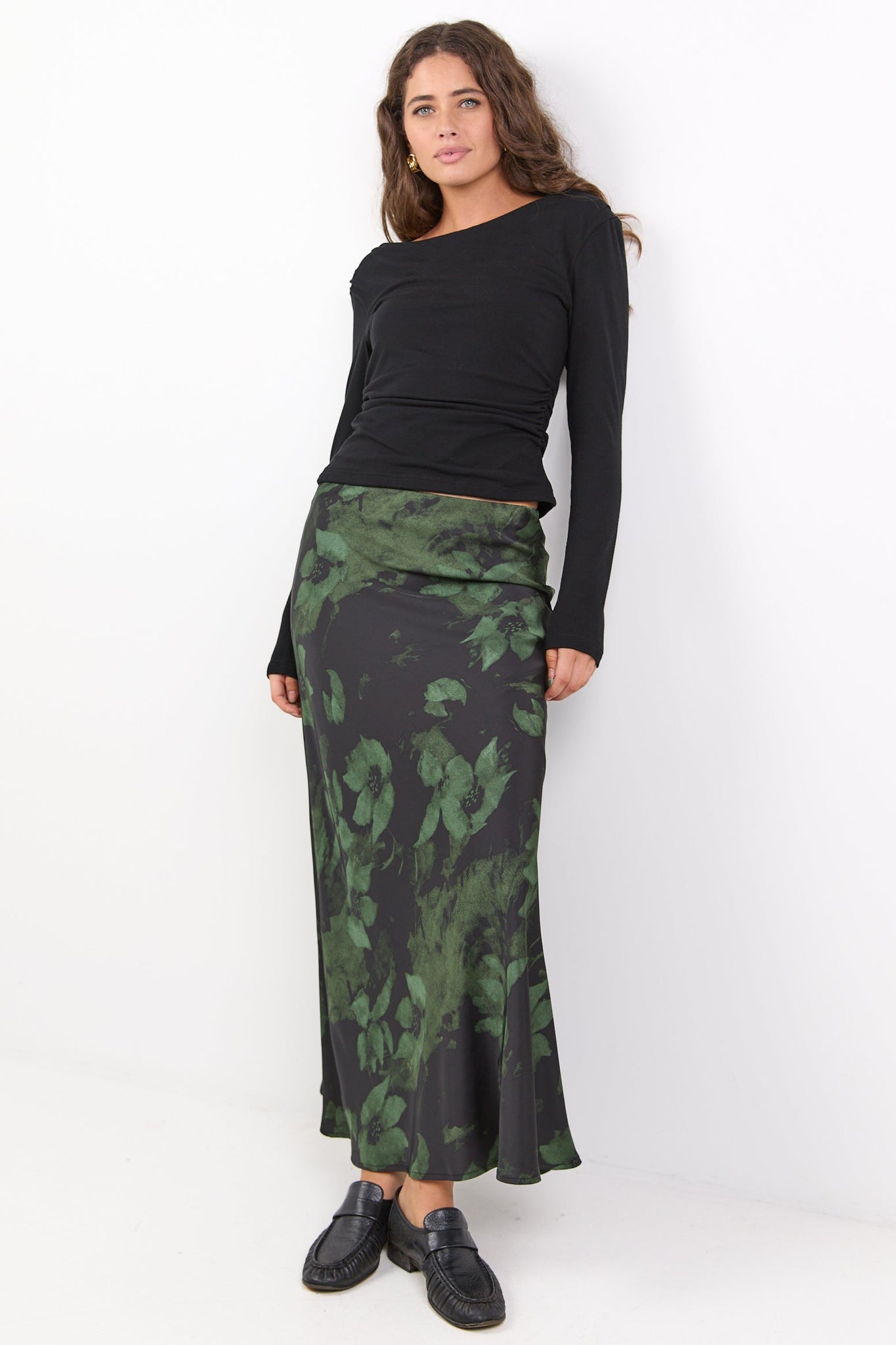 STORIES BE TOLD PRODIGY SATIN BIAS CUT MAXI SKIRT
