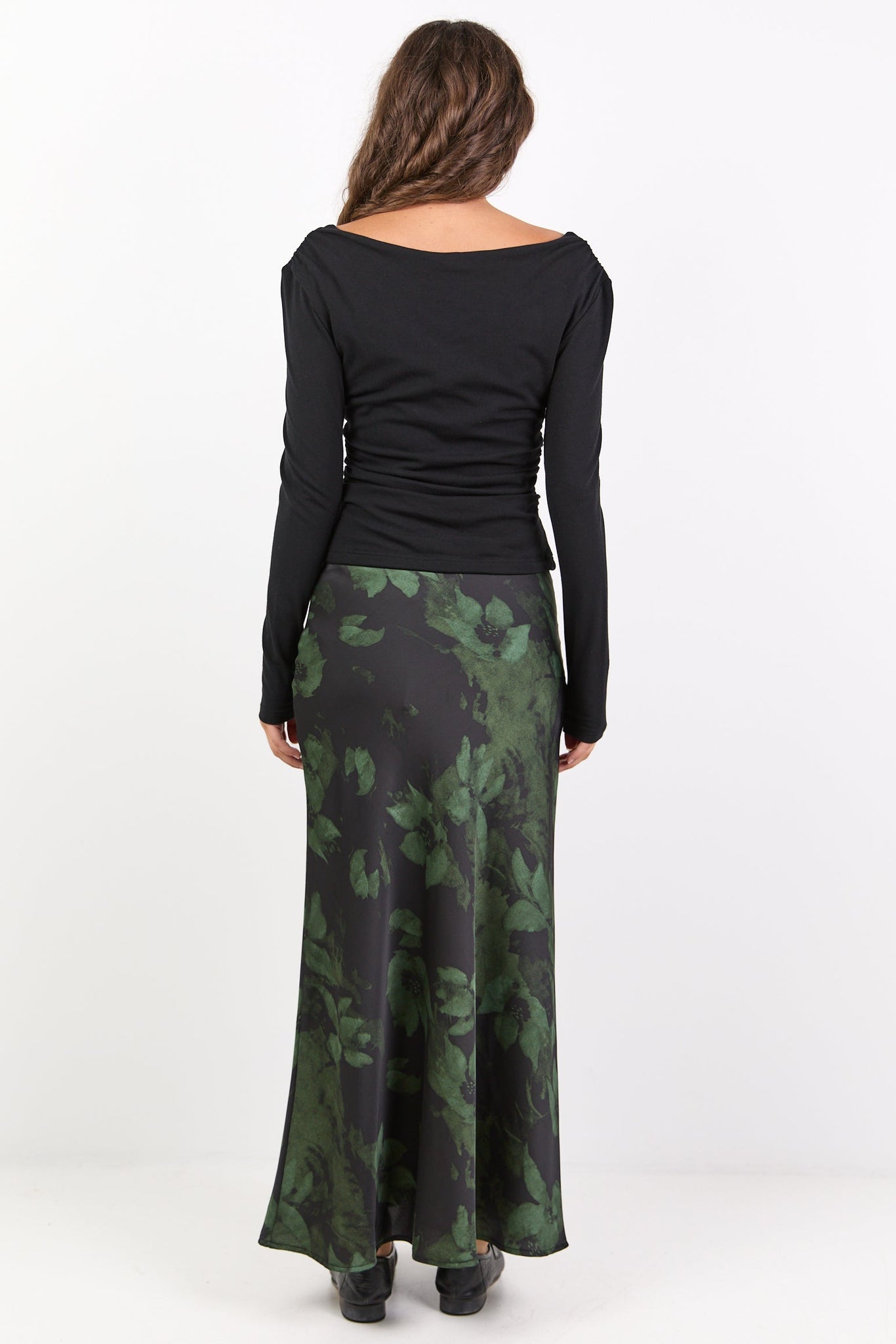 STORIES BE TOLD PRODIGY SATIN BIAS CUT MAXI SKIRT