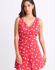 AMONG THE BRAVE ALLORA POPPY POLKA DOT BUTTON FRONT MINI DRESS