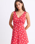 AMONG THE BRAVE ALLORA POPPY POLKA DOT BUTTON FRONT MINI DRESS
