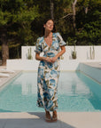 AMONG THE BRAVE AMORA VINATEG FLORAL SS BIAS MIDI DRESS