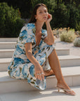 AMONG THE BRAVE AMORA VINATEG FLORAL SS BIAS MIDI DRESS