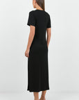 STORIES BE TOLD ANCHOR WAIST BUCKLE SHORT SLEEVE KNIT MAXI DRESS