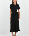 STORIES BE TOLD ANCHOR WAIST BUCKLE SHORT SLEEVE KNIT MAXI DRESS