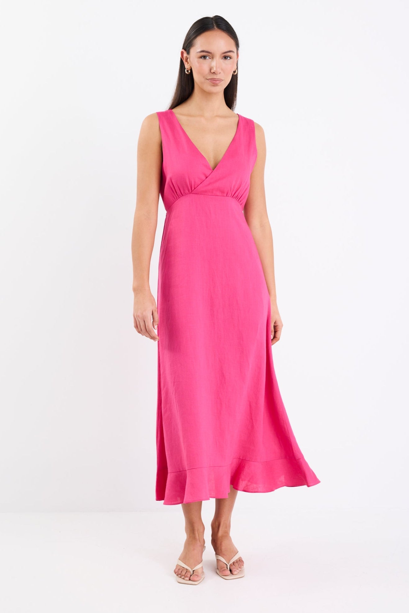 BY ROSA. ANGELIC HOT PINK SLEEVELESS DRESS