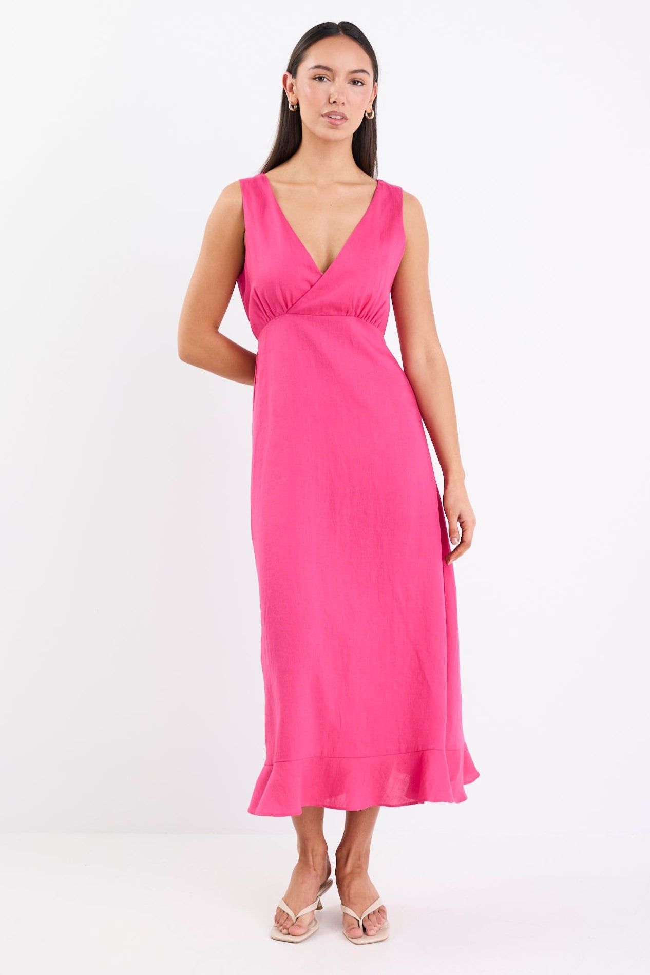 BY ROSA. ANGELIC HOT PINK SLEEVELESS DRESS