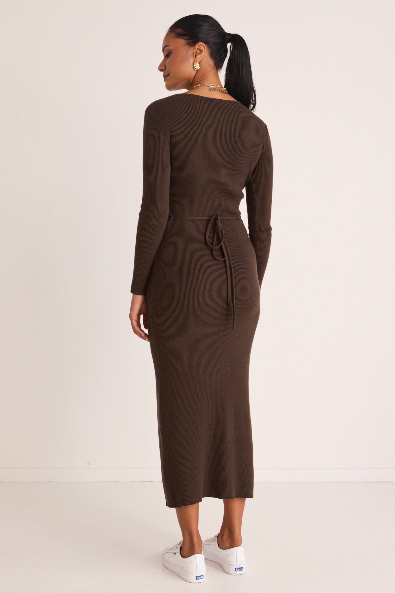 AMONG THE BRAVE ANOTHER WRAP RIB KNIT DRESS