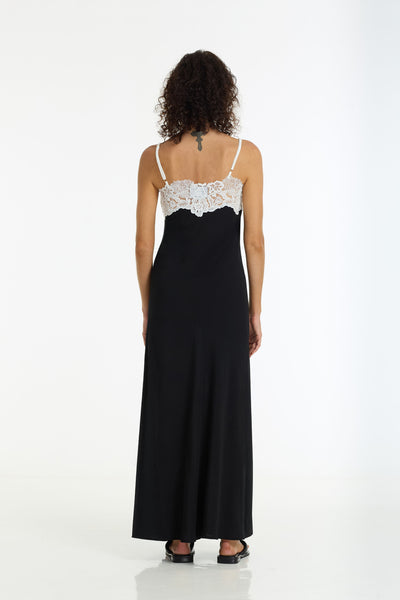 BLAK ARIA LACE TRIM BIAS DRESS