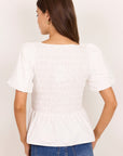 STORIES BE TOLD ARTIFACT POPLIN SHIRRED SLEEVE TOP