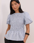 STORIES BE TOLD ARTIFACT SHIRRED BUBBLE SLEEVE TOP
