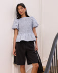 STORIES BE TOLD ARTIFACT SHIRRED BUBBLE SLEEVE TOP