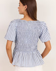 STORIES BE TOLD ARTIFACT SHIRRED BUBBLE SLEEVE TOP
