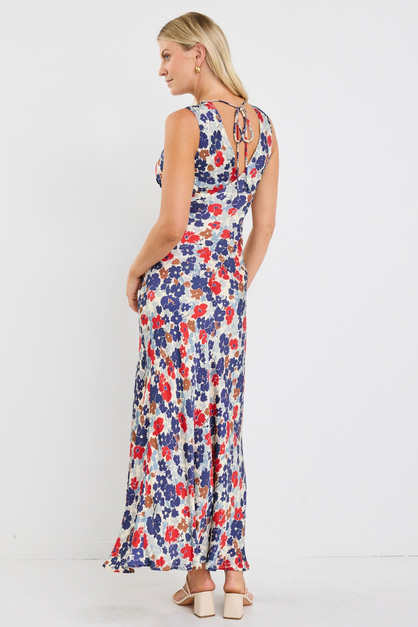 STORIES BE TOLD ASTON POPPY SATIN BIAS FLARED MAXI DRESS