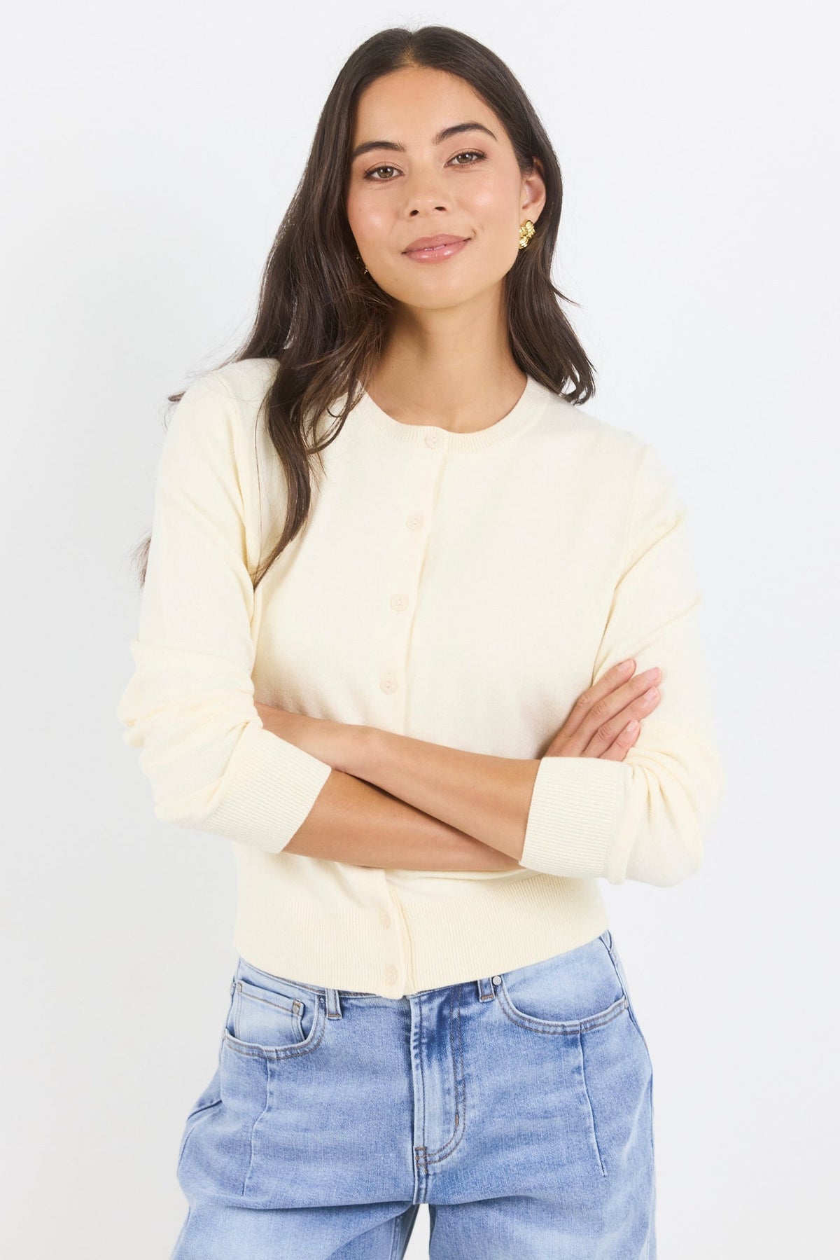 STORIES BE TOLD AUTOGRAPH SOFT FINE GAUGE CREWNECK CARDIGAN