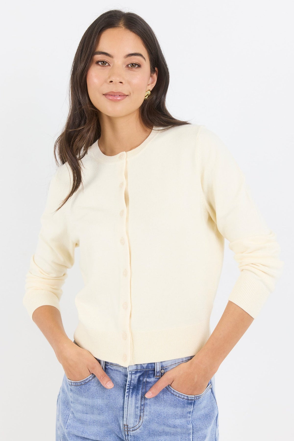 STORIES BE TOLD AUTOGRAPH SOFT FINE GAUGE CREWNECK CARDIGAN