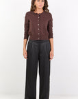 BY ROSA GRANDEUR SATIN ELASTIC BACK WIDE LEG PANTS