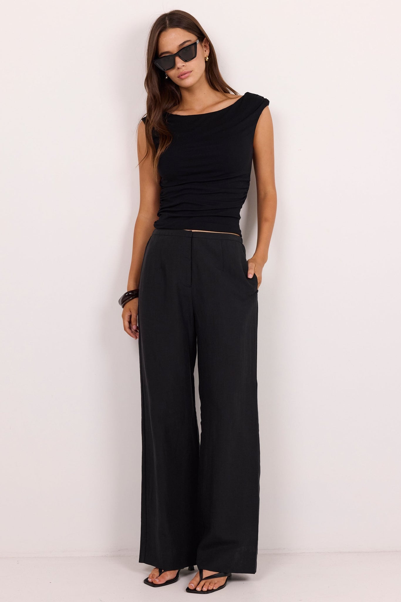 STORIES BE TOLD CHARMED PLEAT FRONT WIDE LEG PANTS