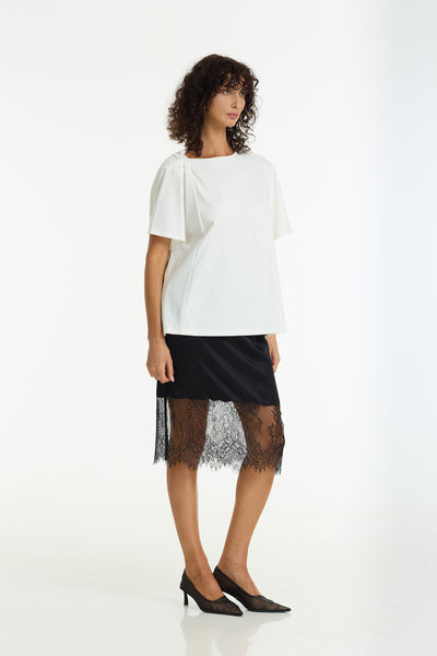 BLAK PARISIAN GIRL SATIN LACE SKIRT