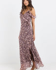 GEORGIA ZOE BELFAST GEORGETTE BIAS RUFFLE SLIP MAXI DRESS